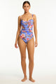 Sea Level Blue Hawaii Twist Front Multifit One Piece