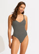 Seafolly Mesh Effect V Neck One Piece