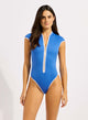 Seafolly Beachbound Cap Sleeve Zip Front One Piece