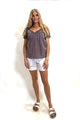 Zellsea Diamond Puffy Sleeve Top