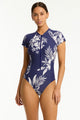 Sea Level Aloha Short Sleeved High Leg One Piece