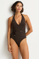 Sea Level De Luxe V Neck Halter One Piece