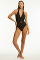 Sea Level Eclipse Vee Neck Halter One Piece