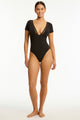 Sea Level Eclipse Short Sleeved Plunge One Piece